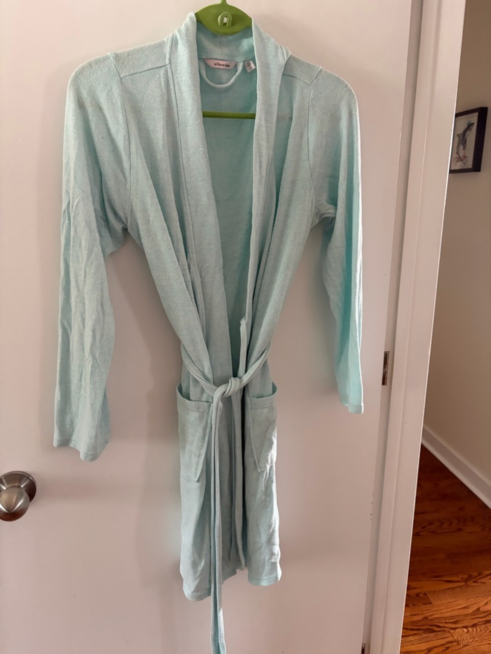 La Vie En Rose Light Aqua Knit Robe